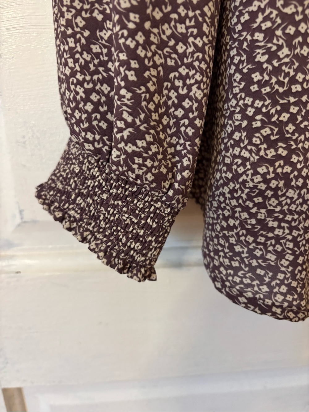 fun 2 fun Purple Micro Floral V-Neck Blouse - Picture 3 of 6